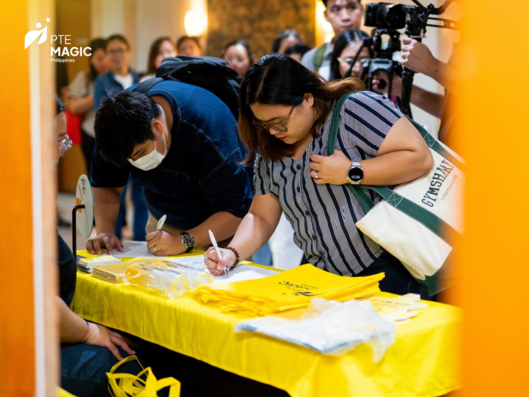 Students signing up at the first PTE Academic Masterclass in Manila