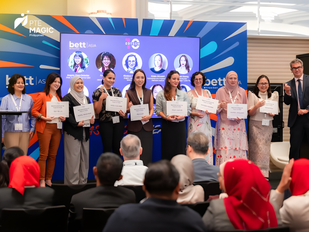 PTE Magic CEO Moni Vuong with fellow EdTech leaders at Bett Asia 2025