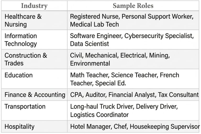 Top Industries in Canada for Migrants